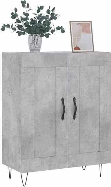 Berkfield Home Industrial Sideboard in Concrete Grey, W/D/H: 69.5 x 34 x 90 cm