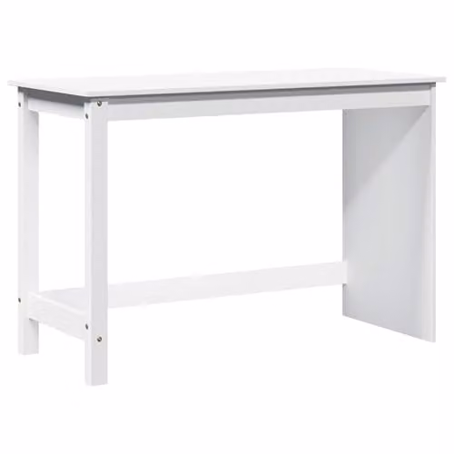 vidaXL Minimalist Writing Desk in White and Beige Solid Pine Wood, W/D/H: 112 x 50 x 75 cm – 1