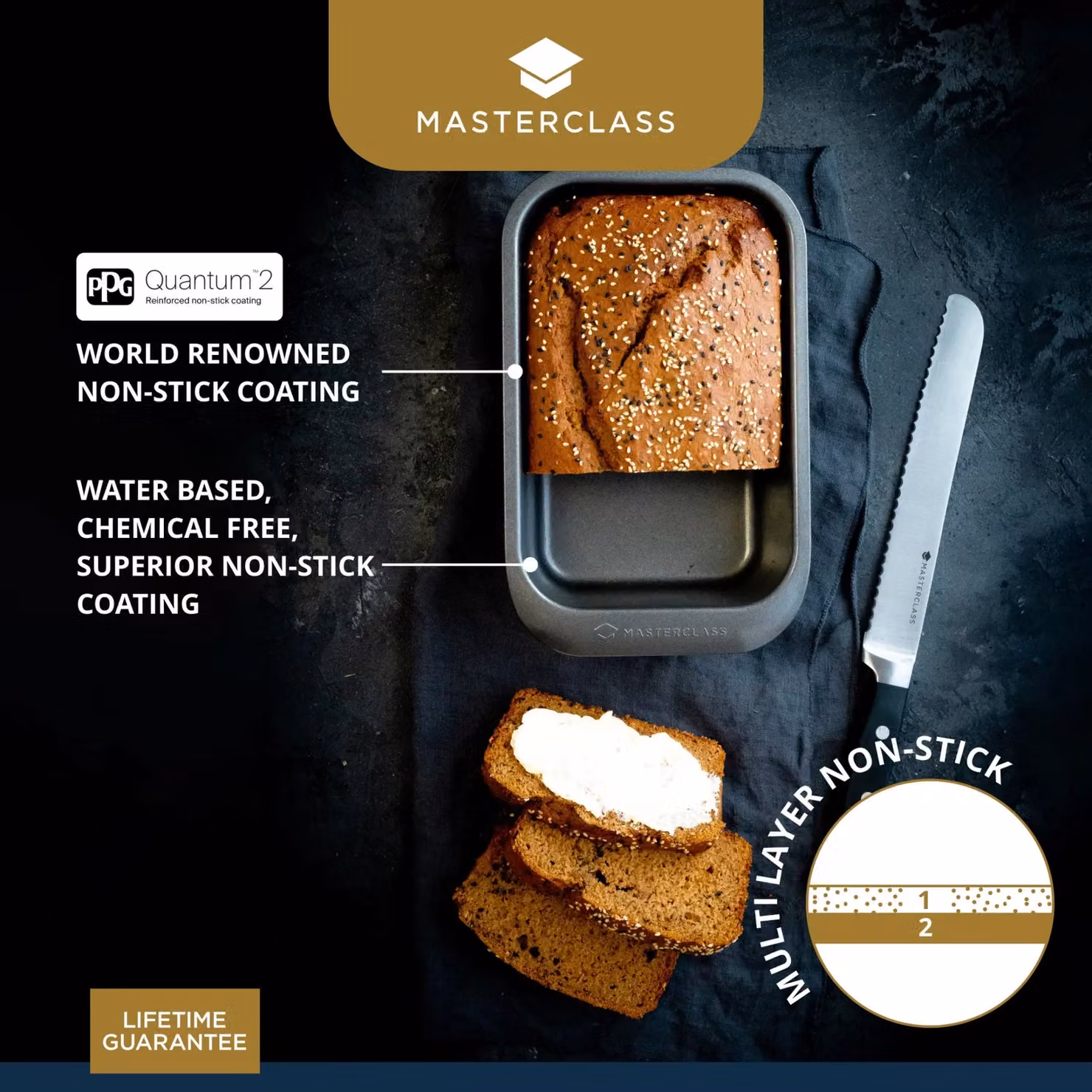 MasterClass Smart Space Seven-Piece Stacking Non-Stick Carbon Steel Baking and Roasting Set in Black or Grey – 7