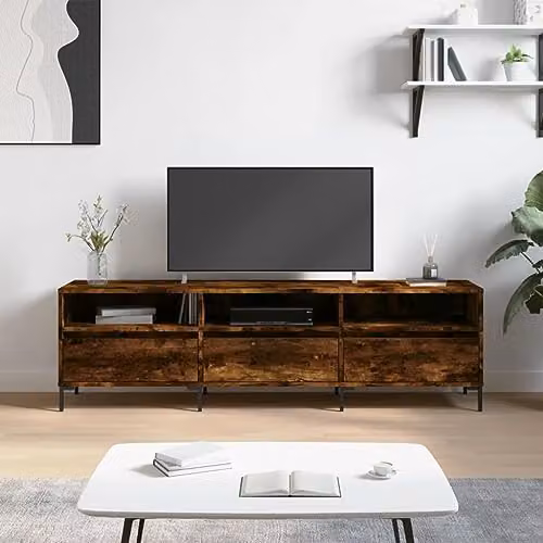vidaXL Industrial TV Cabinet in Smoked Oak, W: 150 cm, D: 30 cm, H: 44.5 cm – 2