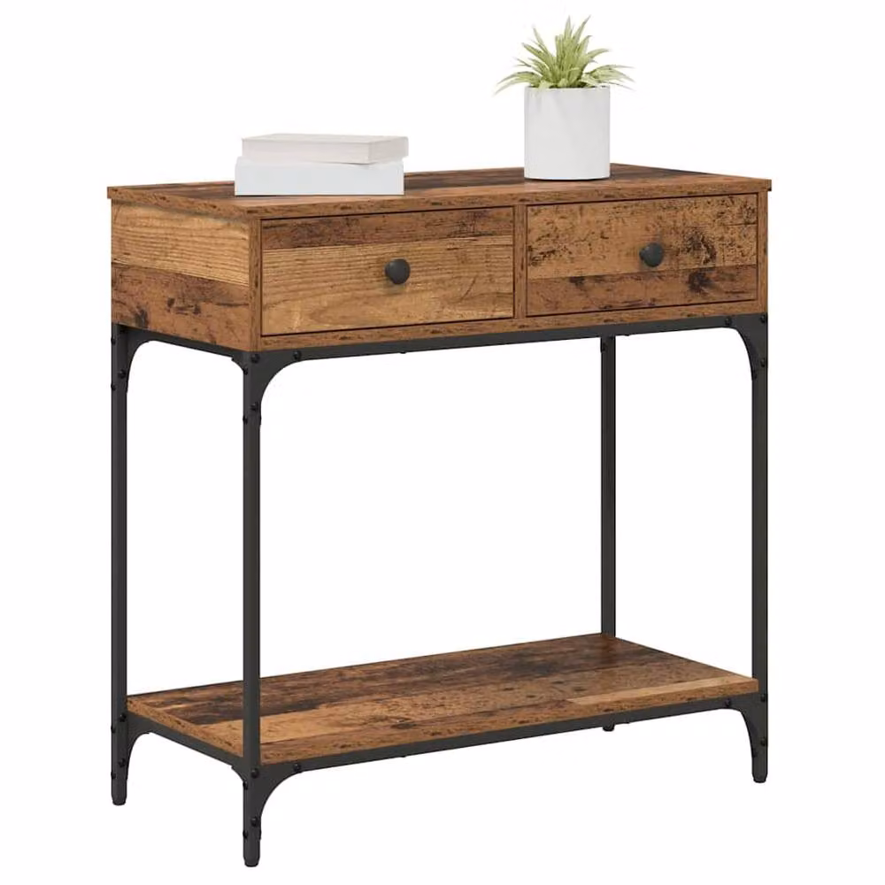 Berkfield Home Rustic Brown Wood Console Table, W/D/H: 75 x 34.5 x 75 cm – 3