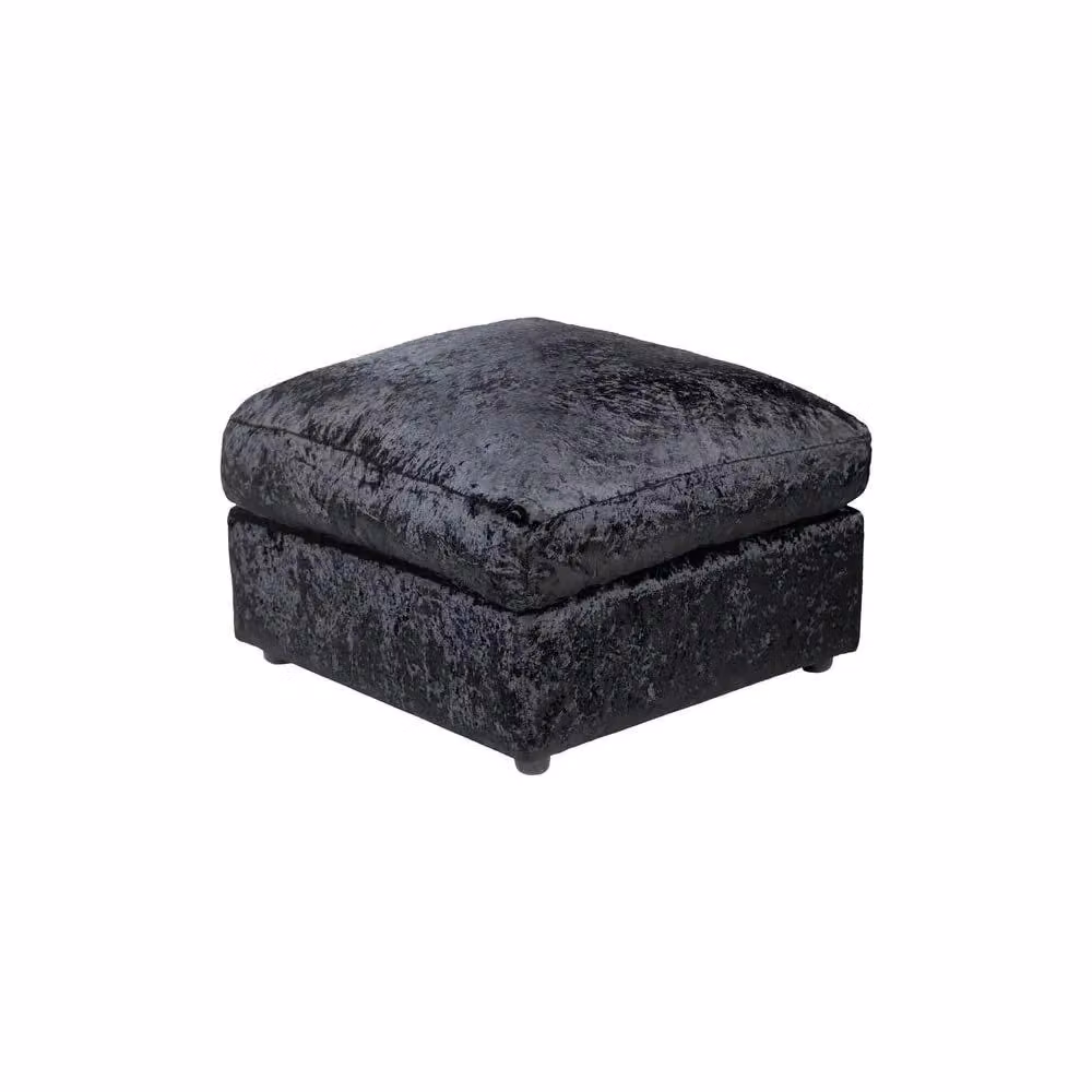 LUXURY LIFE Dylan Crushed Velvet Fabric Footstool in Black – 2