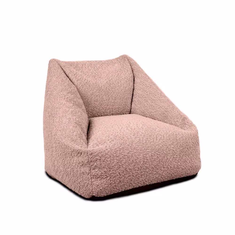 rucomfy Kids Indoor Bean Bag Chair in Pink Bouclé Fabric with Removable Cover – 2