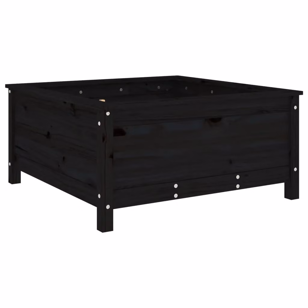 Berkfield Home Black Solid Wood Pine Garden Planter Tub W: 82.5 cm, D: 82.5 cm, H: 39 cm – 2