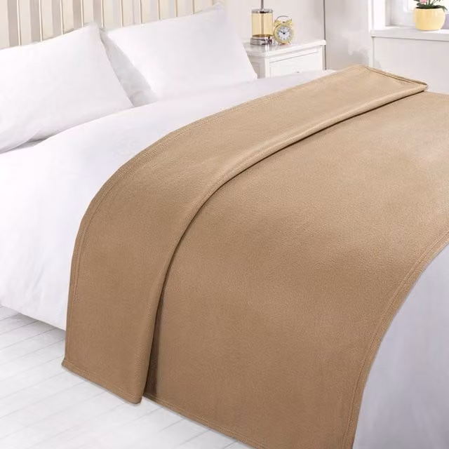 Dreamscene Plain Fleece Throw Blanket in Beige and Yellow, 150 cm