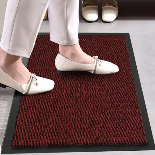 KAV Non-Slip Washable Dirt Trapper Door Mat, Red and Black, W: 60 cm, D: 90 cm – 2