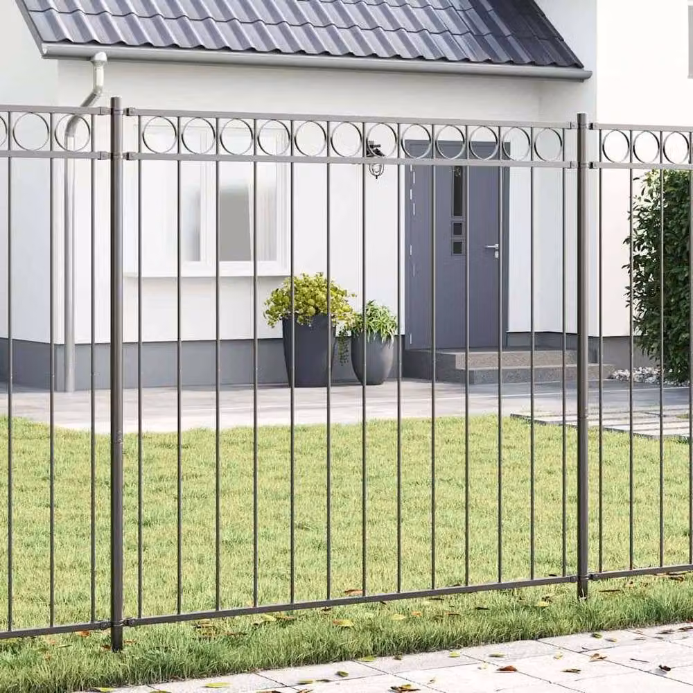 Berkfield Home Modern Rectangular Garden Fence, Powder-Coated Steel, Grey, W: 120 cm, H: 120 cm – 2