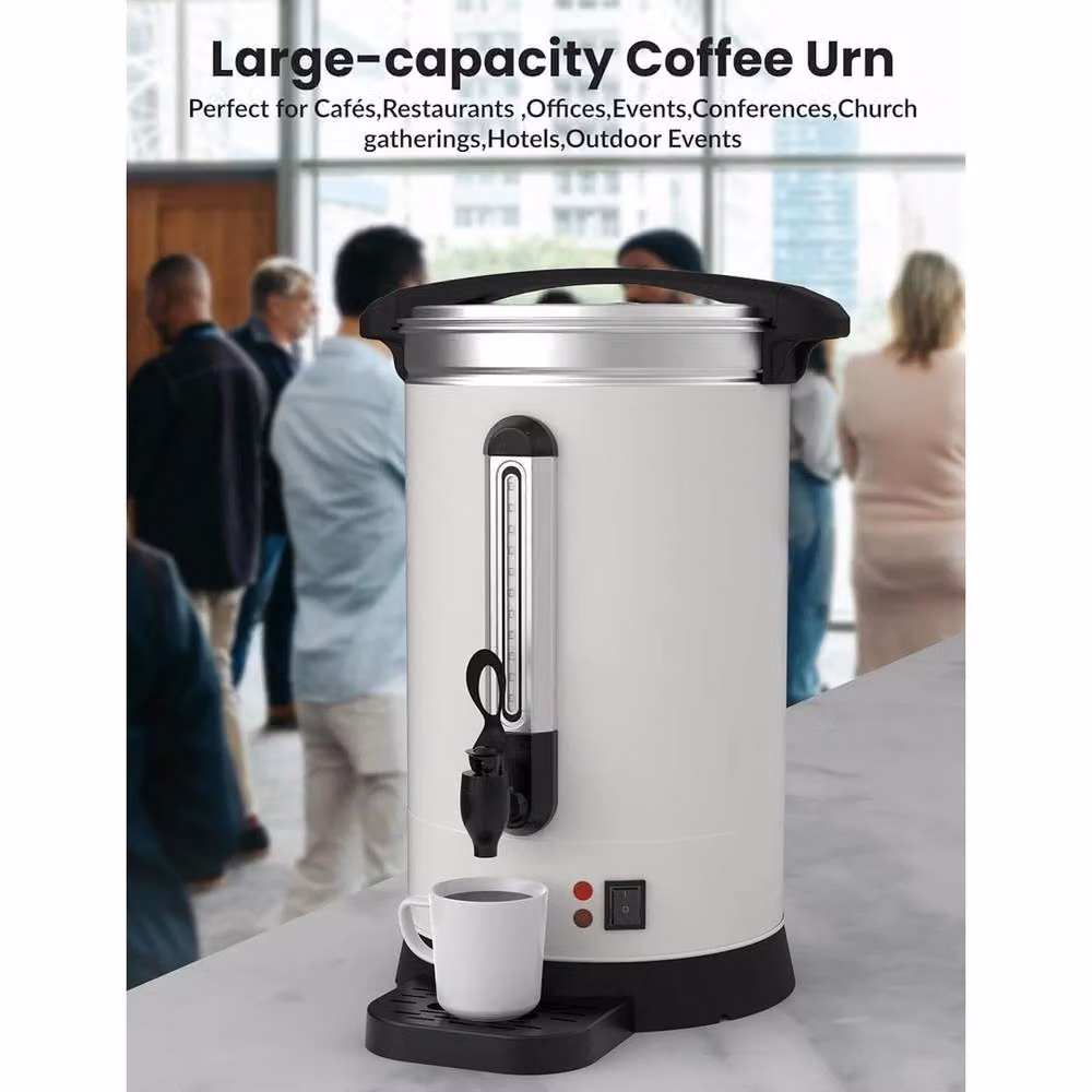 VOGREX 18L Commercial Electric Coffee Urn and Hot Water Tea Maker, White – 2
