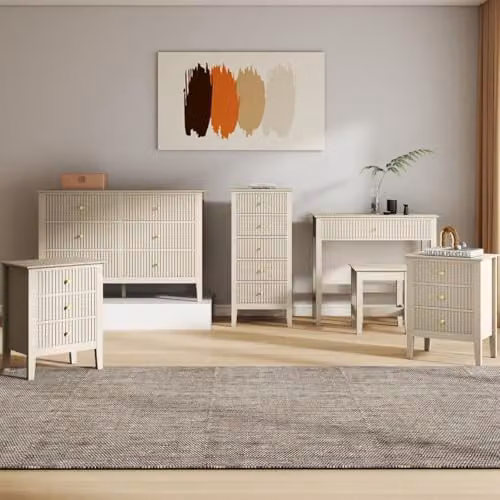 Melody Maison Hales Taupe Range Bedroom Furniture Set in Gold, Black and Beige