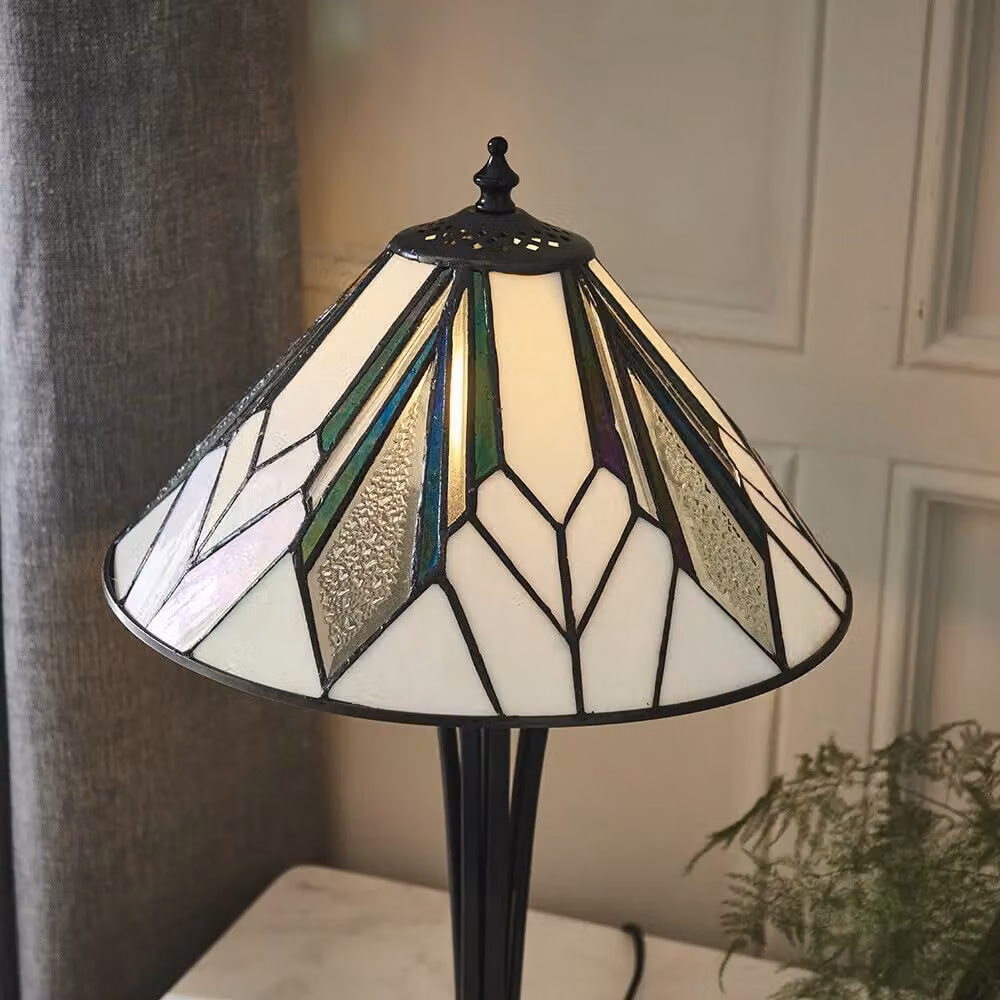 Loops Small Tiffany Glass Table Lamp in Multicolour, Art Deco Style – 3
