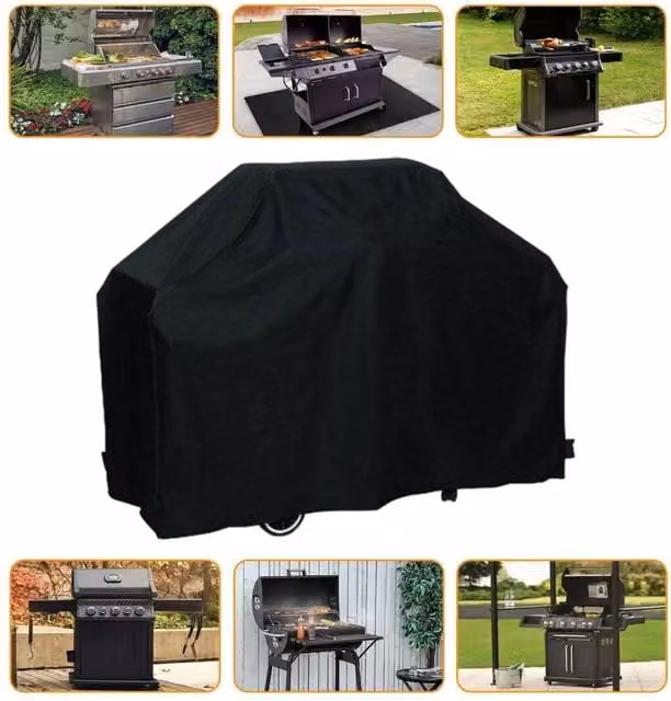 NESTLUNE Heavy Duty Waterproof BBQ Grill Protective Cover, Black, W/D/H: 145 x 61 x 117 cm – 1