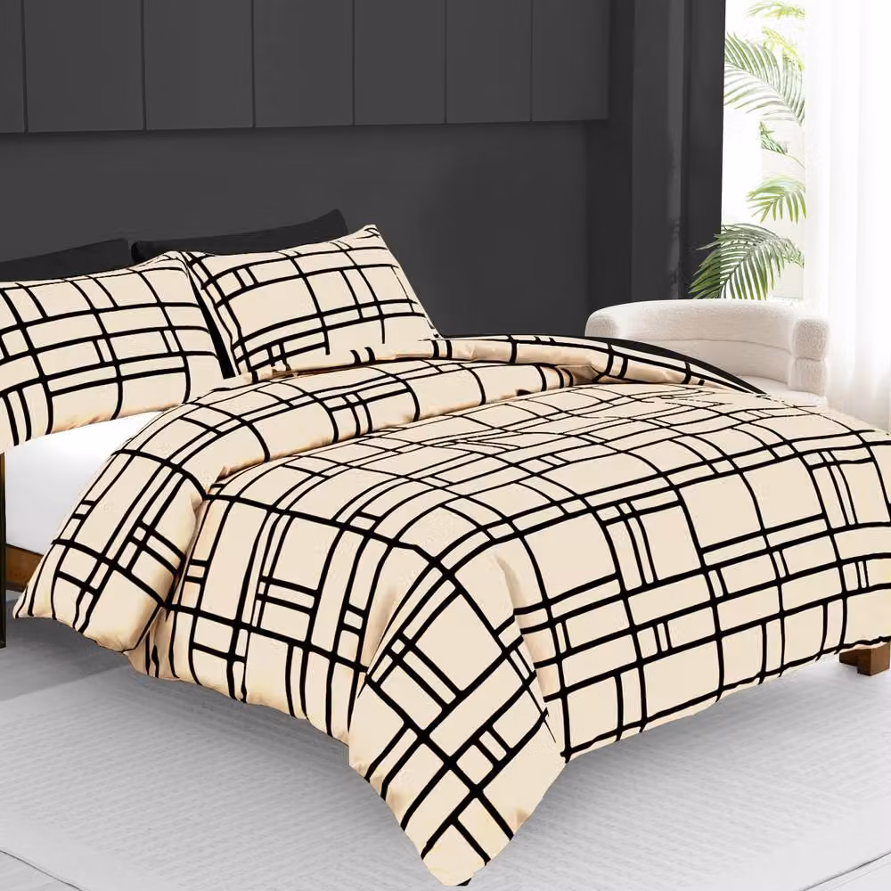 Pamposh Double Brushed Microfibre Duvet Cover Set with Zipper Closure in Beige, King Size (180 x 200 cm) – 2
