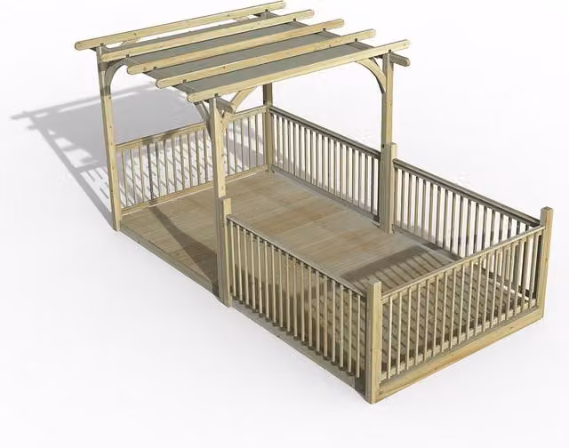 Ultmia Beige Wood Pergola and Decking Kit Balustrade with Canopy, 5 Left-hand Balustrades