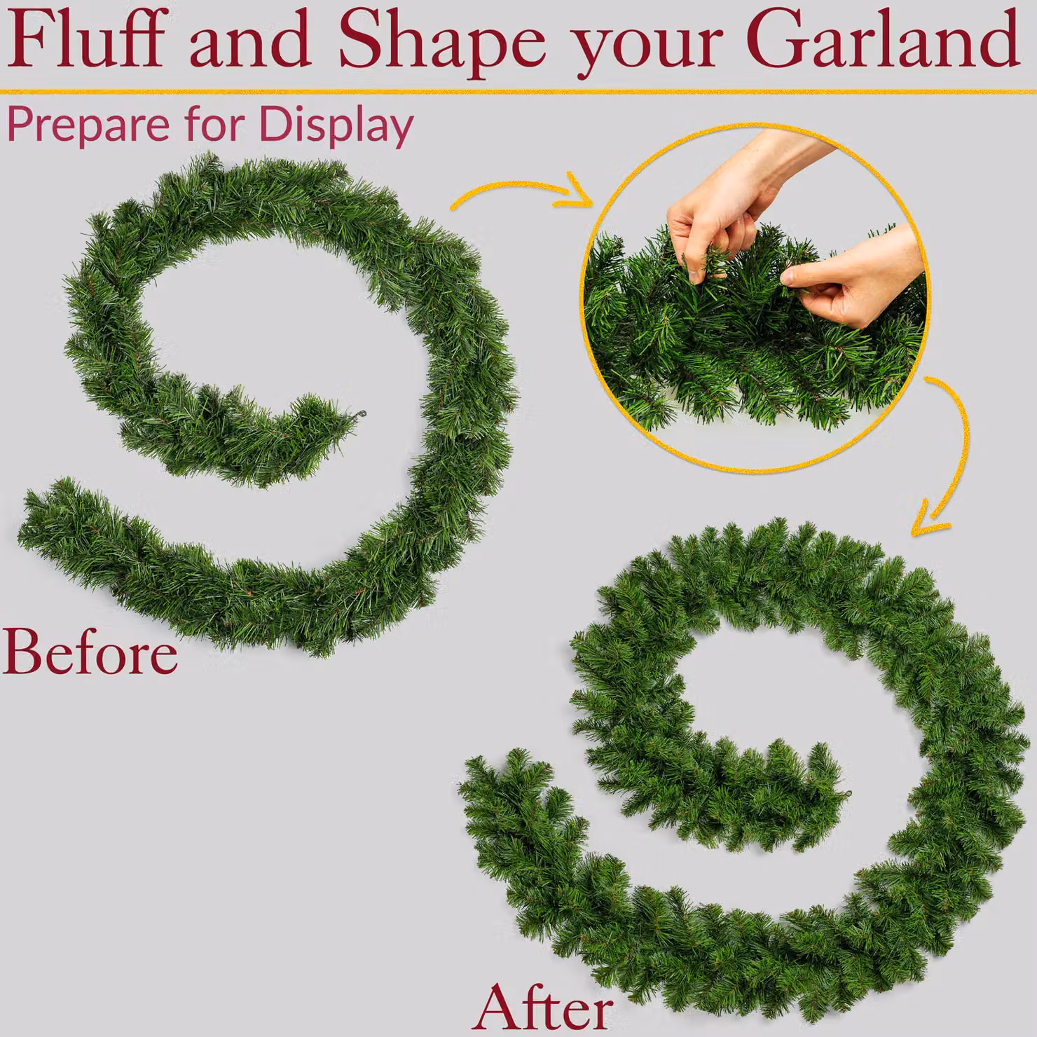 Christow Large Plain Green Artificial Pine Christmas Garland 270 cm – 6