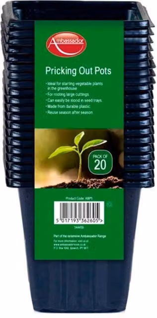 Ambassador Black Plastic Pricking Out Pots, Pack of 20