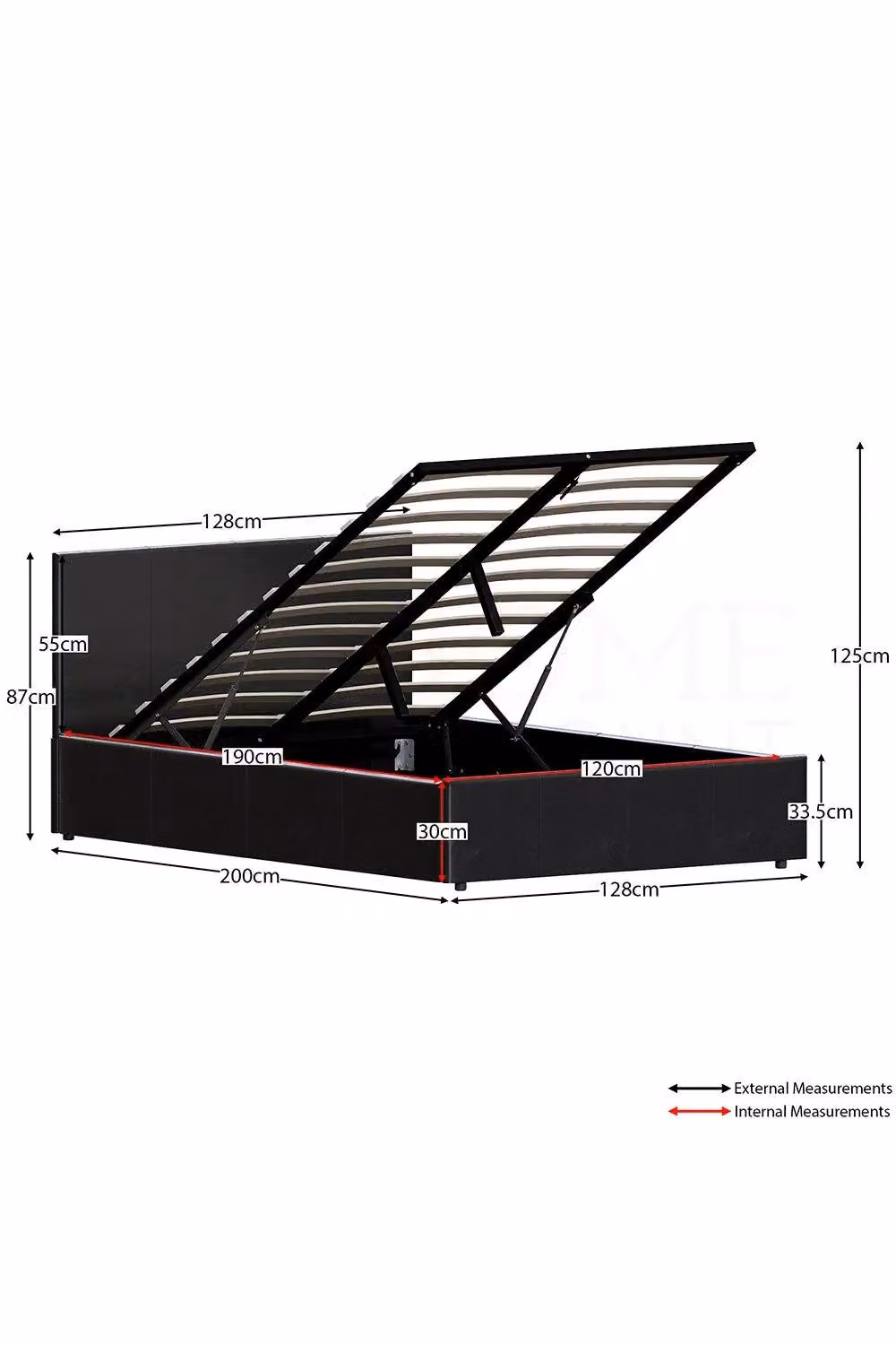 Vida Designs Lisbon Small Double Ottoman Bed Frame in Black Synthetic Leather – 2