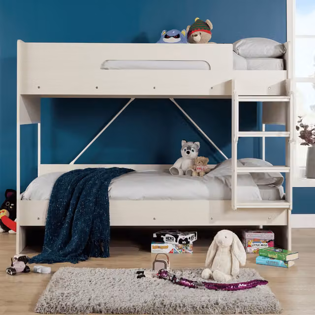 Home Source Hartford Convertible Single Bunk Beds in White, W/D/H: 90 x 190 cm