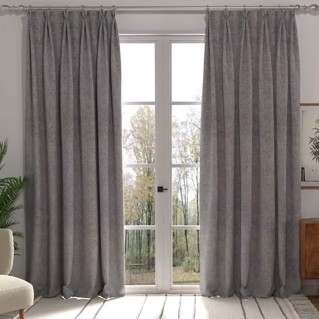 Terrys Dove Hopsack Made to Measure Blackout Curtain Panel in Grey