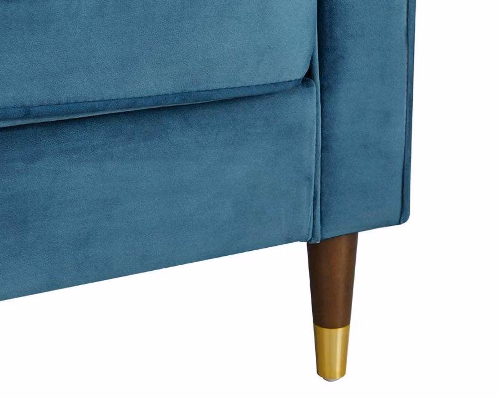 Home Detail Thomas 3 Seater Blue Velvet Upholstered Sofa with Scatter Cushions – 4