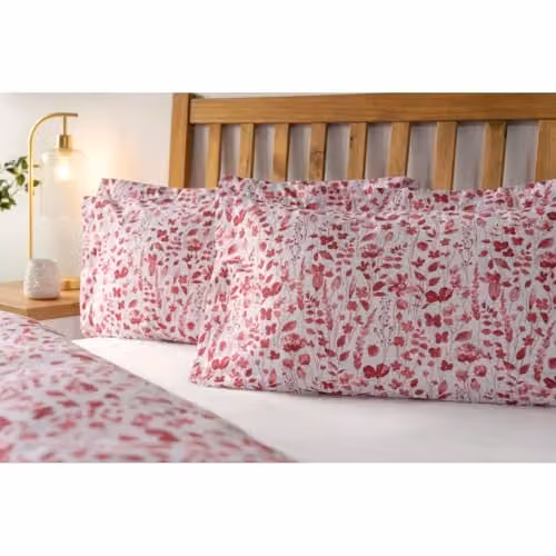 Belledorm Marnie Oxford Pillowcase Pack of 2, Multicolour Pink Reversible Floral Design, W: 76 cm, H: 51 cm