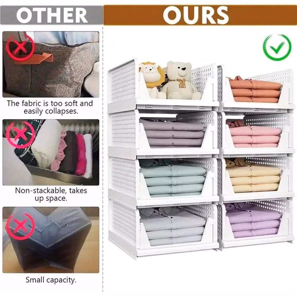 PAWNORA White Mesh Plastic Closet Storage Box and Shelf Rack – 4
