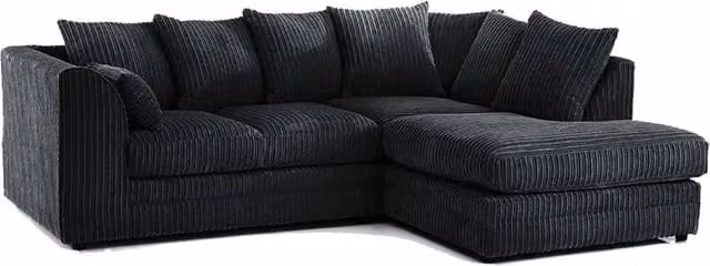 Bliss Furniture Jumbo Cord 4-Seater Right Hand Corner L-Shaped Sofa with Scatter Cushions in Black – 2