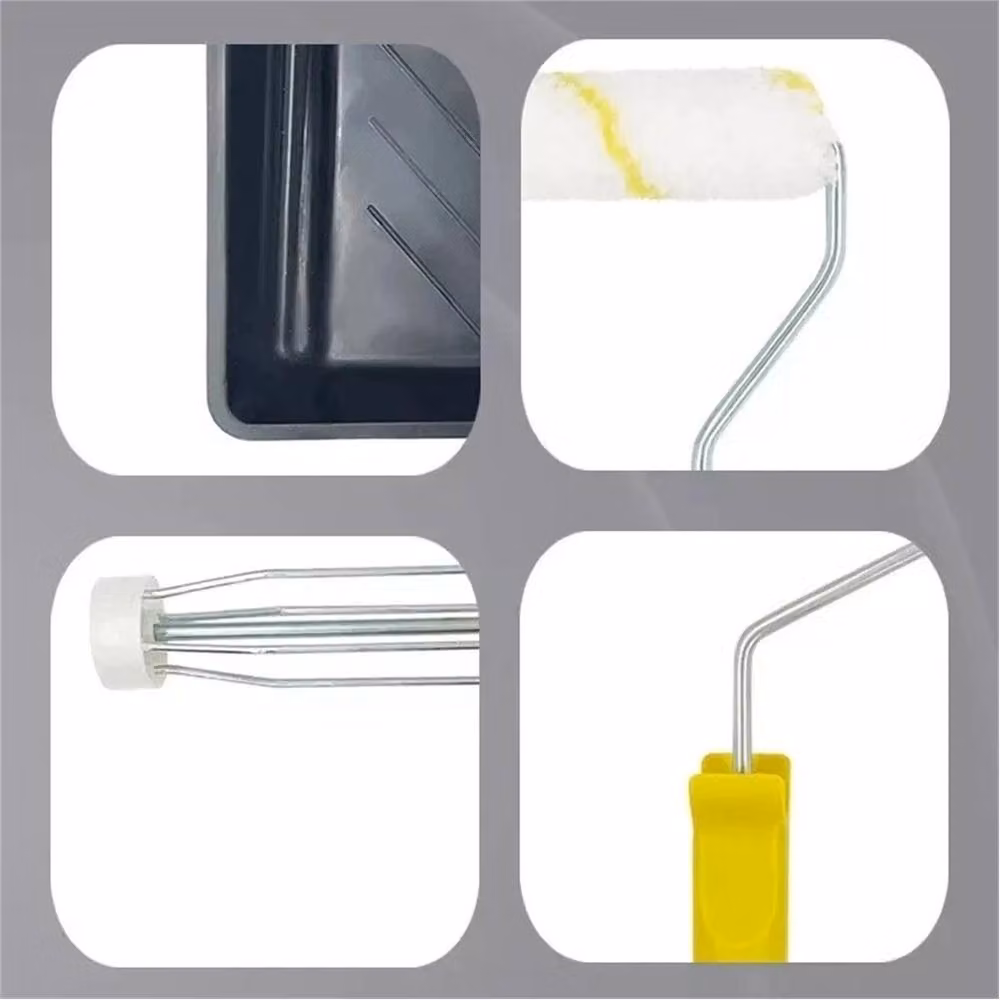 Nordara Paint Roller Set with Extension Pole, Tray, Brushes and Sleeves for Walls and Ceilings in Yellow and White – 3