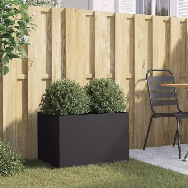 Berkfield Home Steel Planter Tub, Black, W: 62 cm, D: 40 cm, H: 39 cm – 1