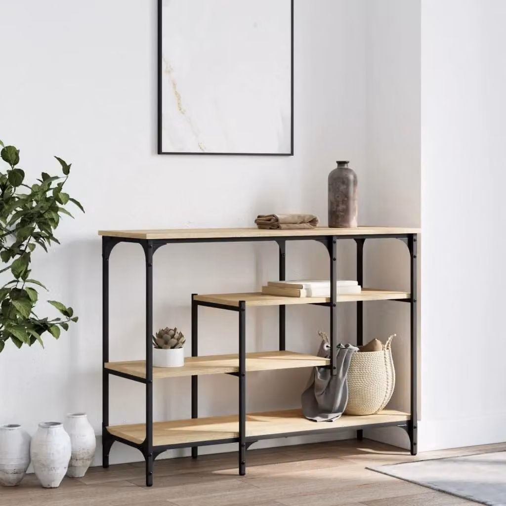 Berkfield Home Console Table with Shelves in Sonoma Oak Brown, W/D/H: 100 x 35 x 75 cm – 3