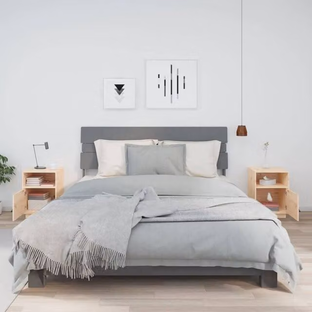 Berkfield Home Beautiful Bedside Cabinets, Set of 2, Natural Solid Pine Wood, W/D/H: 40 x 34 x 55 cm