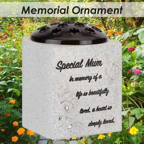 VFM e-Store Memorial Flower Pot Ornament, Grey, W: 14 cm, D: 13.5 cm, H: 13.5 cm – 3