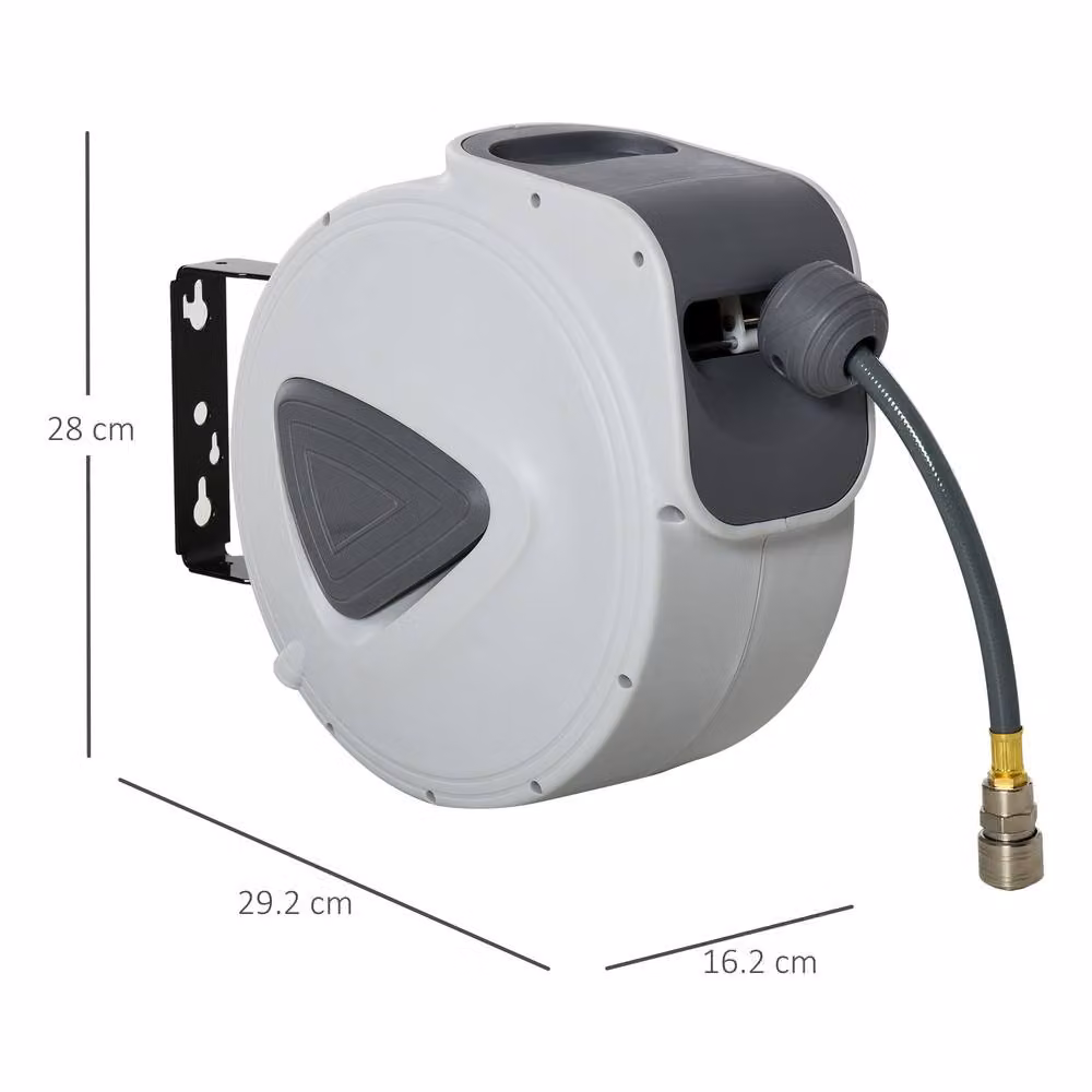 STILVORA Wall-Mounted Retractable Air Hose Reel, 10 m, Grey – 4