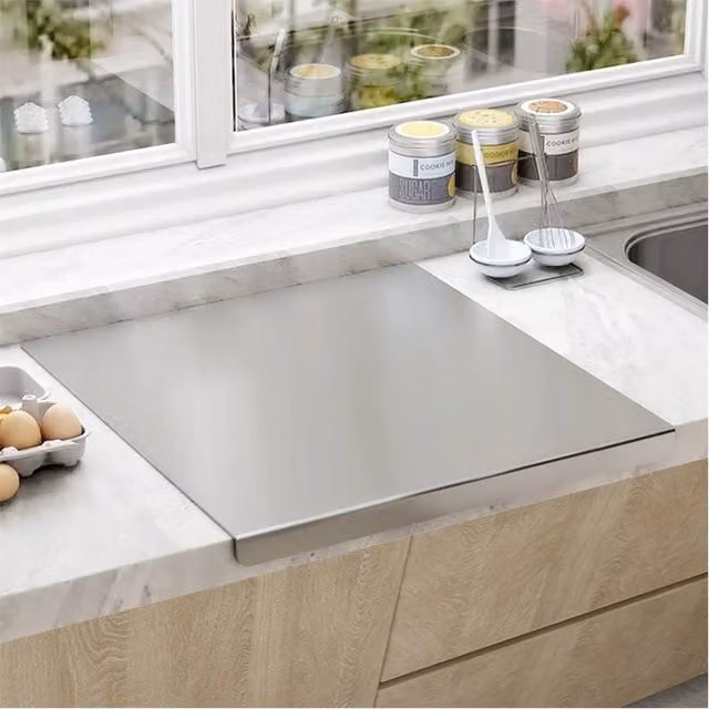 Havendro Stainless Steel and Silicone Folding Cutting Board, Silver, W: 80 cm, D: 50 cm