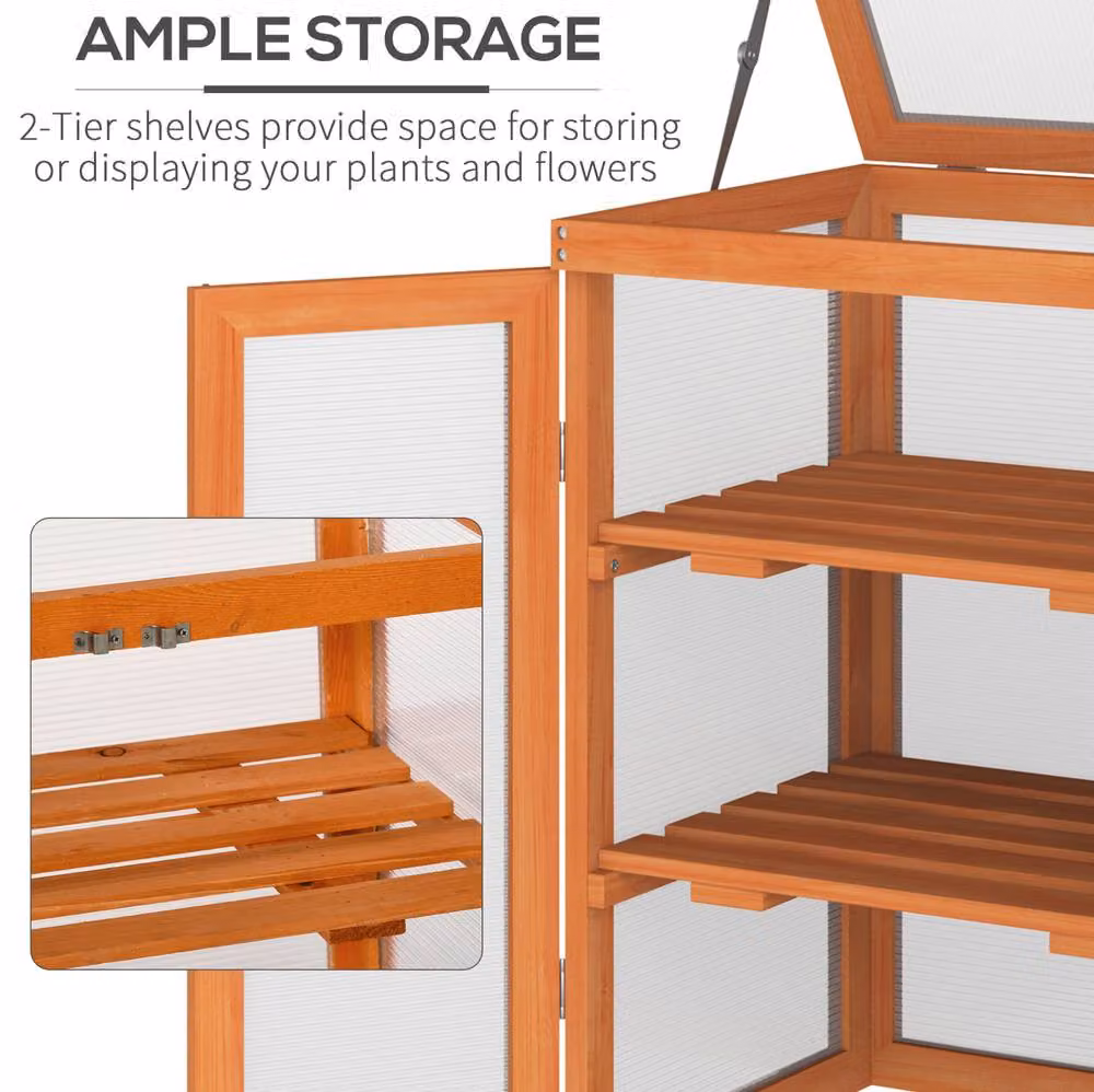 STILVORA Mini Greenhouse with 2 Shelves in Orange and Brown, W/D/H: 58 x 44 x 78 cm – 6
