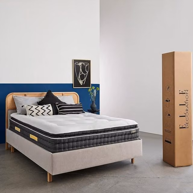 ELLE Decoration Moonstone ELLE Hybrid Orthopaedic Pillowtop Mattress, Grey, W: 90 cm, D: 200 cm