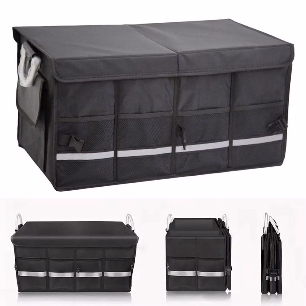 FLAVORA Heavy Duty Collapsible Car Boot Organiser Storage Box in Black, W/D/H: 50 x 50 x 50 cm – 6