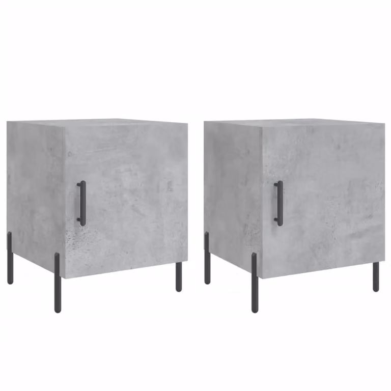 Berkfield Home Set of 2 Modern Bedside Cabinets in Concrete Grey, W/D/H: 40 x 40 x 50 cm