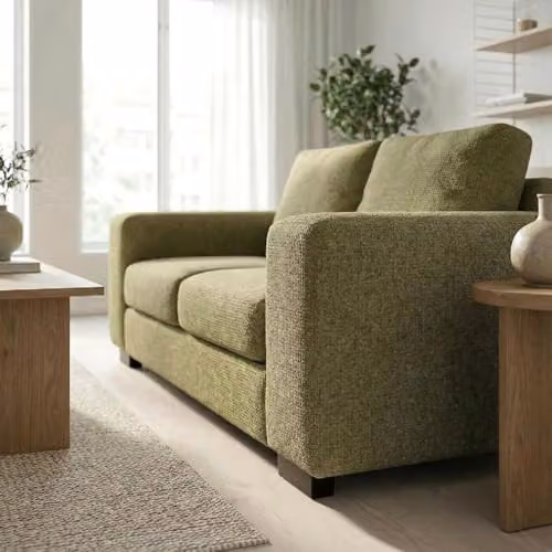 Abakus Direct Boston 2 Seater Sofa in Green with Fabric Upholstery and Solid Wood Frame – 5