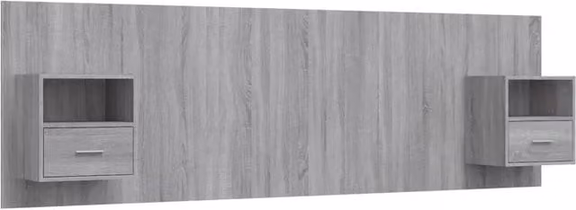Berkfield Home Bed Headboard with Integrated Nightstand Cabinets in Grey Sonoma Engineered Wood – 1