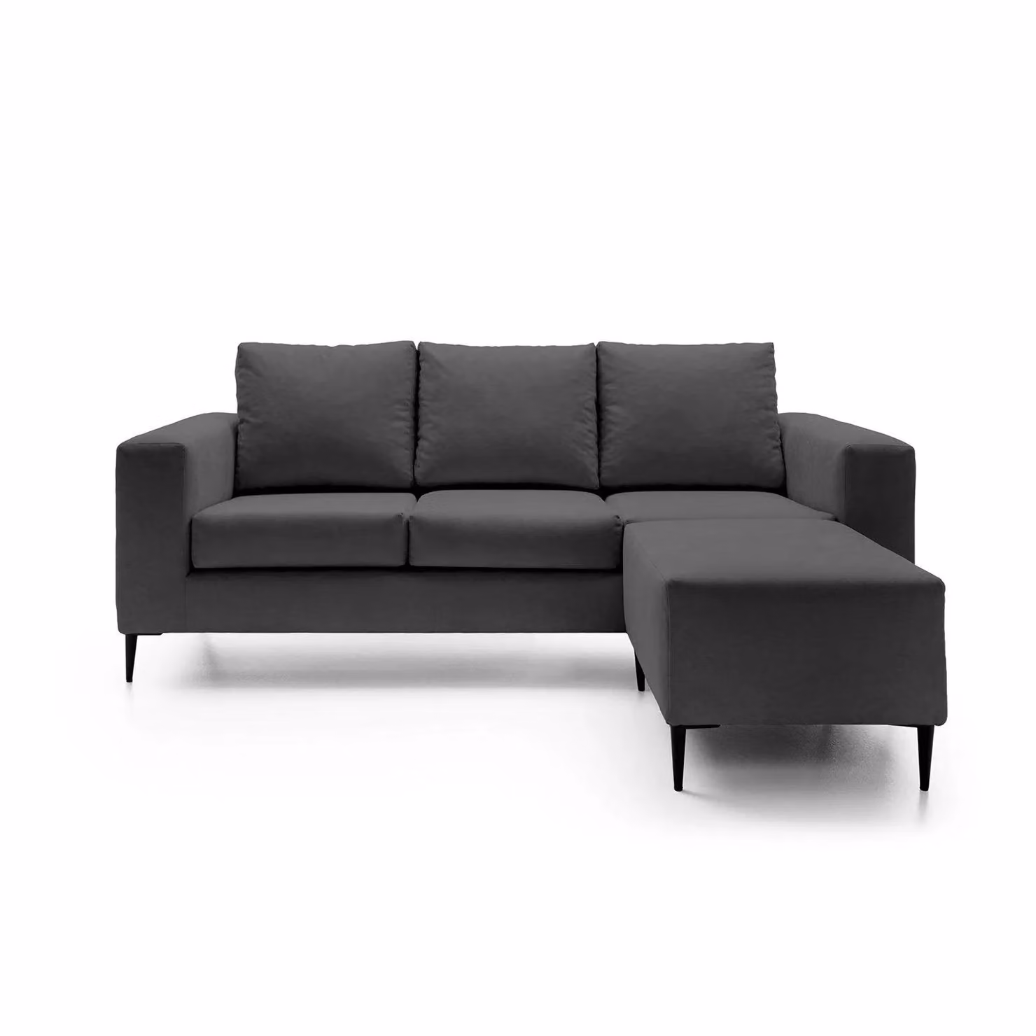 Abakus Direct Capri Reversible L-Shape Corner Sofa with Matching Ottoman in Black – 4