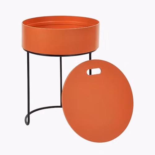 Pacific Lifestyle Industrial Wooden Storage Coffee Table with Metal Frame in Burnt Orange – 1