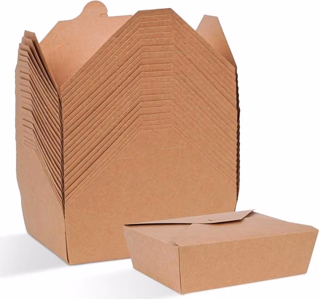 ECONX Brown Cardboard Takeaway Food Boxes, 800ml, Pack of 100