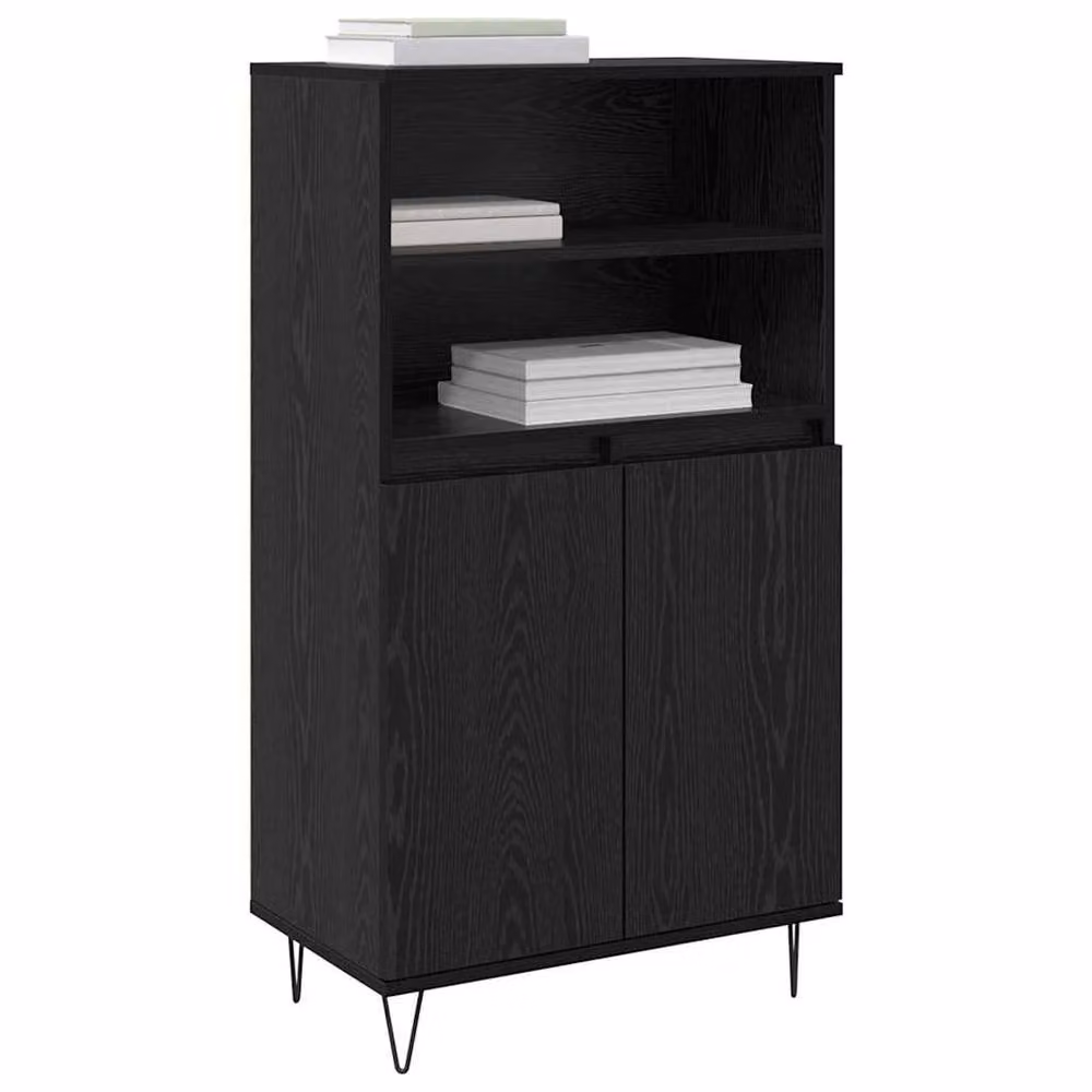 Berkfield Home Modern Black Highboard with Internal Shelves and Hinged Doors in MDF – 3