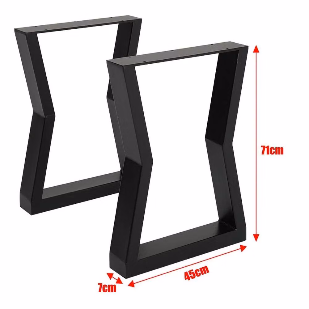 Kelvenix Industrial Steel Table Legs, 2 Pieces, Matt Black, W/D/H: 45 x 7 x 71 cm – 2