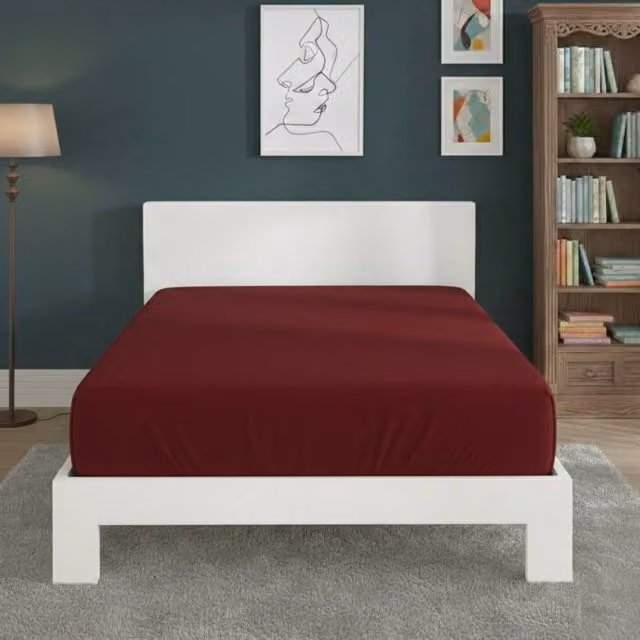 Snug City Red Polycotton Extra Deep Fitted Sheet, Small Double, W/D/H: 120 x 200 x 40 cm