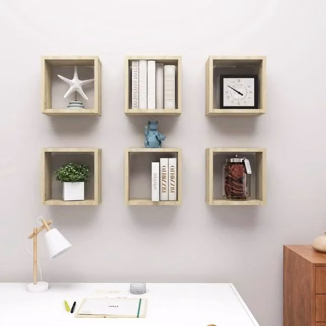 Berkfield Home Wall Cube Shelves, 6 Piece Set in Sonoma Oak Brown, W/D/H: 30 x 15 x 30 cm – 1