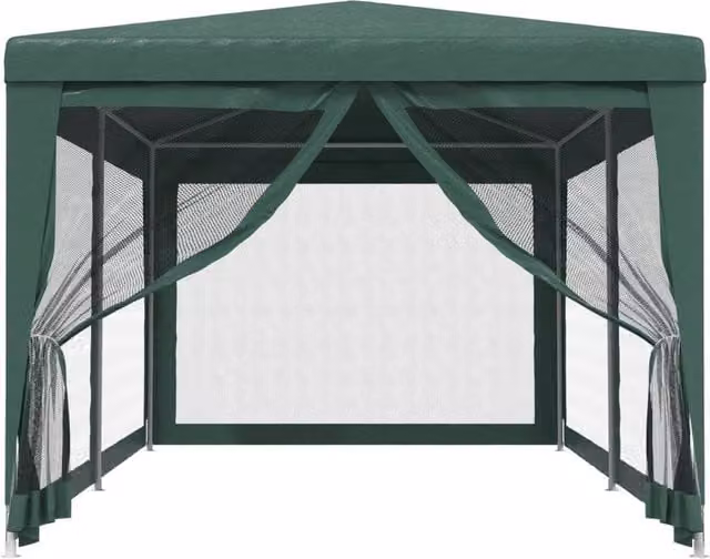 Berkfield Home Party Tent in Green with 6 Mesh Sidewalls, W/D/H: 600 x 300 x 258 cm – 1