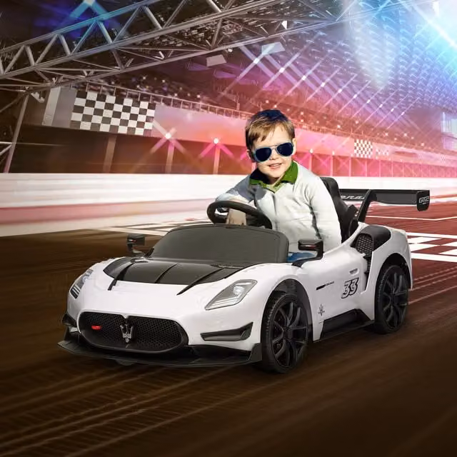 AIYAPLAY Maserati GT2 Licensed 12V Electric Ride on Car with Remote Control, White