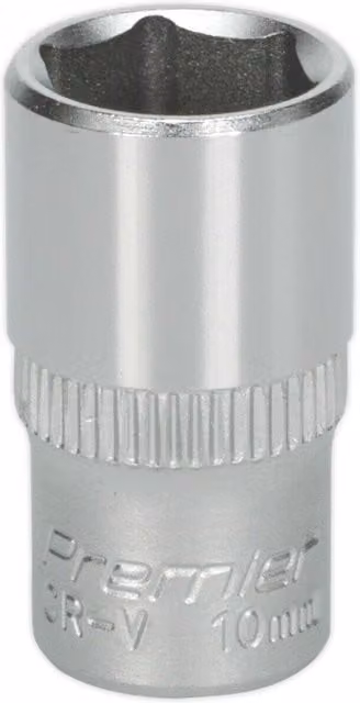 Loops 10mm Forged Steel 1/4 inch Square Drive Socket in Silver Chrome Vanadium