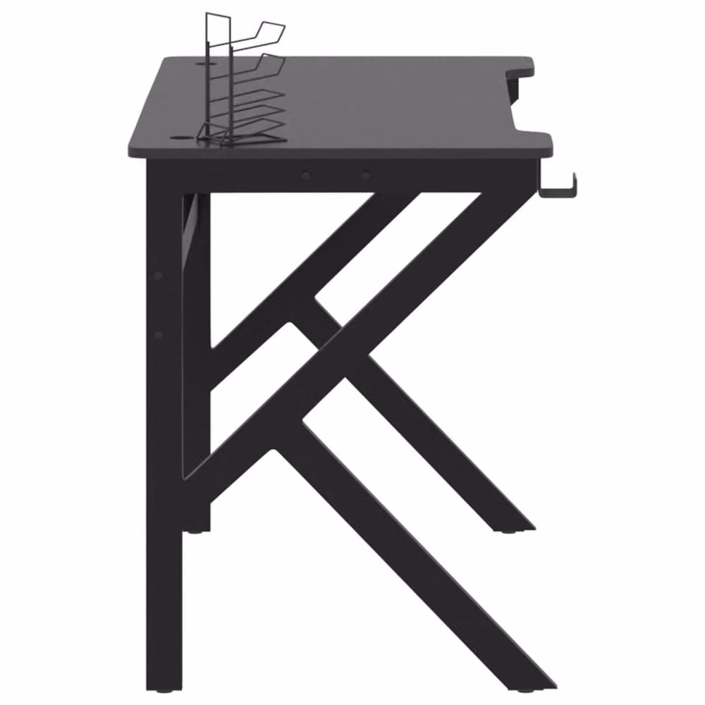 Berkfield Home Gaming Desk with K Shape Legs, Black, W/D/H: 110 x 60 x 75 cm – 3